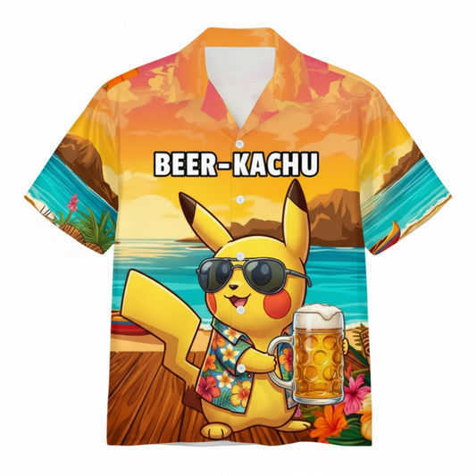 BEER-KACHU, Alloverprint Hawaiihemd