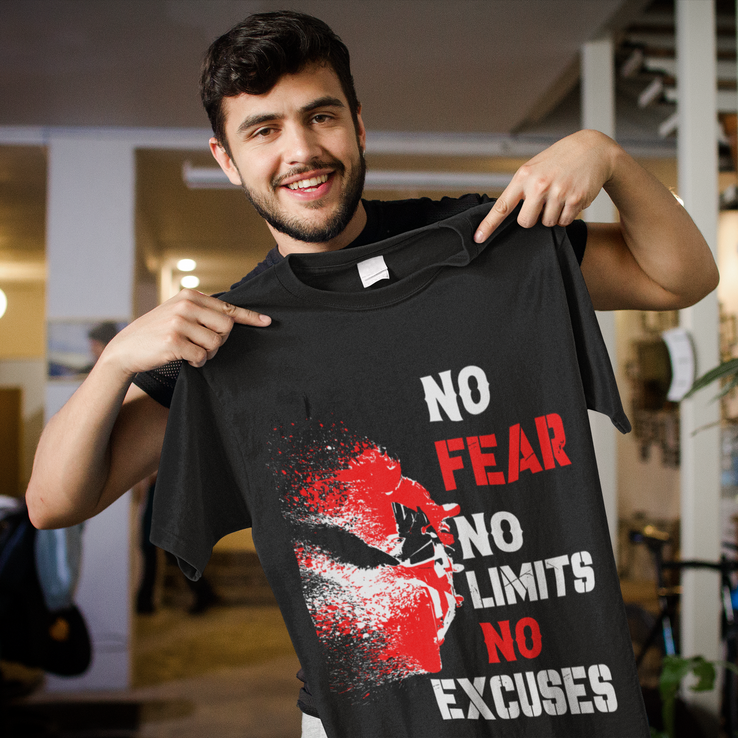 NO FEAR NO LIMITS NO EXCUSES, Männer Singlejersey in normaler Passform